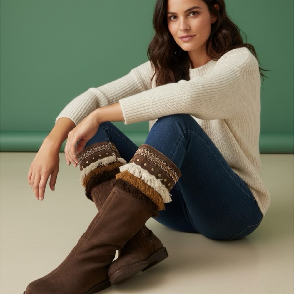Ugg Brown and Tan Fringe Boots Size 8